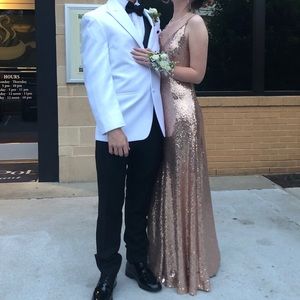 GOLD SEQUIN PROM DRESS